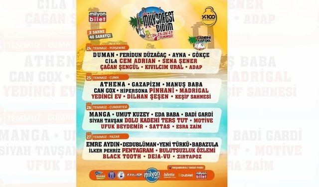 Milyonfest, Didim Belediyesi’nin destekleriyle 24 Temmuz’da başlıyor
