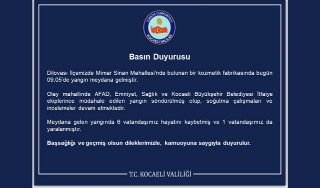 Parfüm fabrikasında yangın! 6 kişi hayatını kaybetti